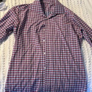 Men's Plaid Button-Down Shirt - Red and Blue